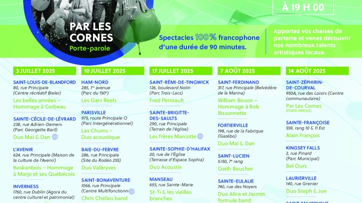 Les Jeudis en Chansons 3 juillet au 14 août 26 spectacles gratuits