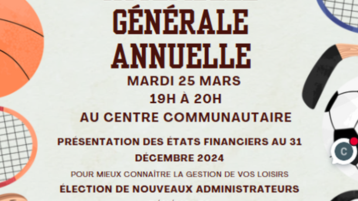 Le 25 mars 2025 AGA La Corporation des Loisirs de Saint-Zéphirin