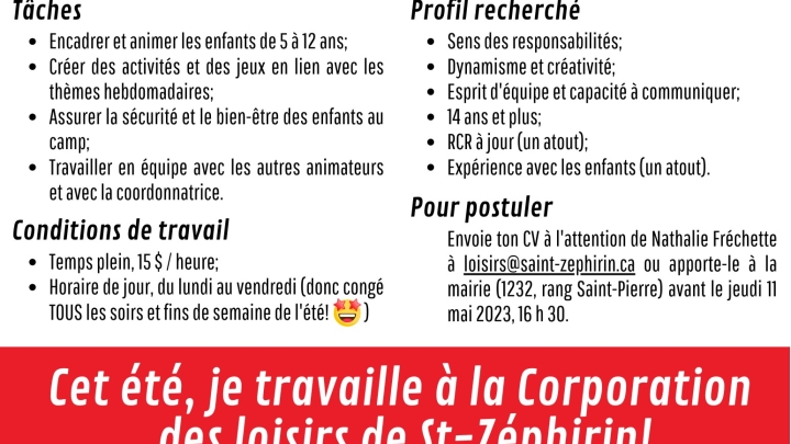 Offre d'emploi d'été