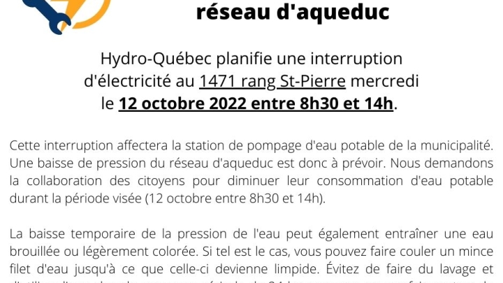 Avis travaux à venir