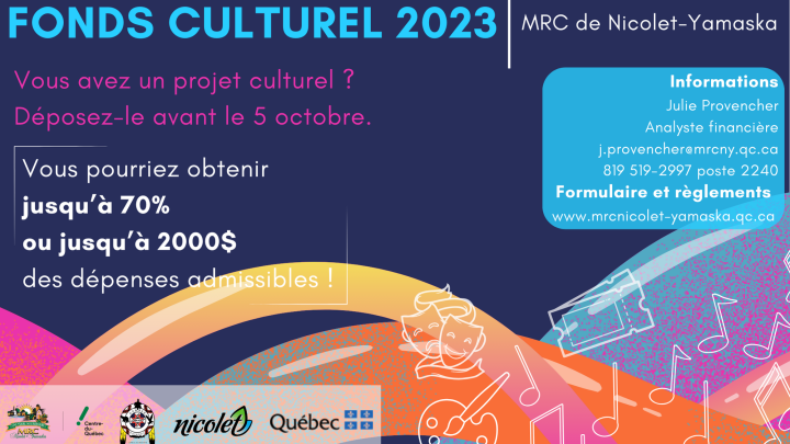Second appel de projets Fonds culturel de la MRC de Nicolet-Yamaska