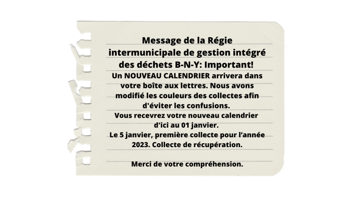 Message de la Régie des Déchets