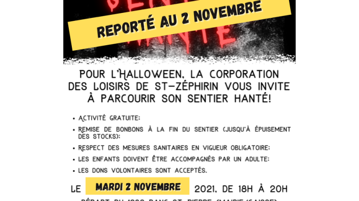 Activité d'Halloween organisée par la Corporation des Loisirs de St-Zéphirin