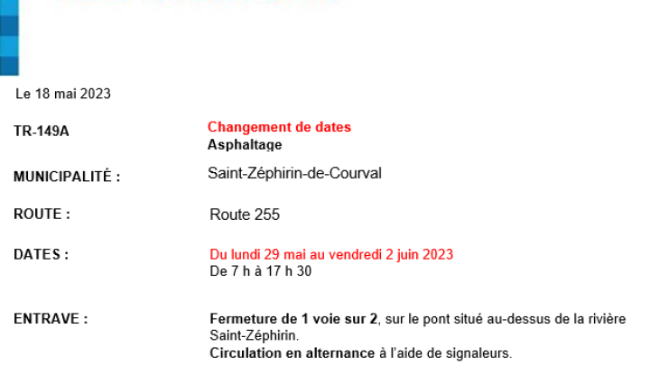 Asphaltage route 255