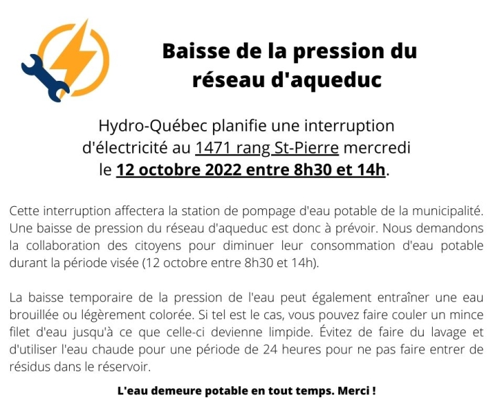 Avis travaux à venir