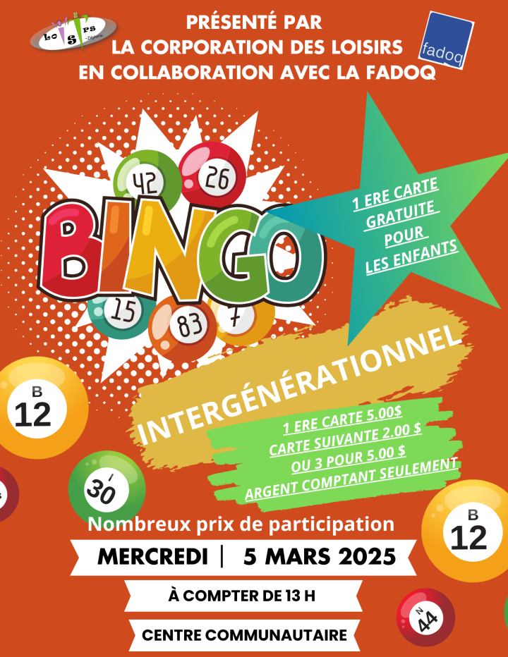 Bingo intergénérationnel le 5 mars 2025