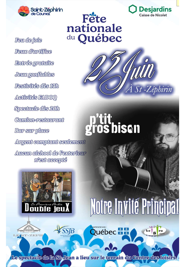 Fête Nationale à Saint-Zéphirin 23 juin 2025