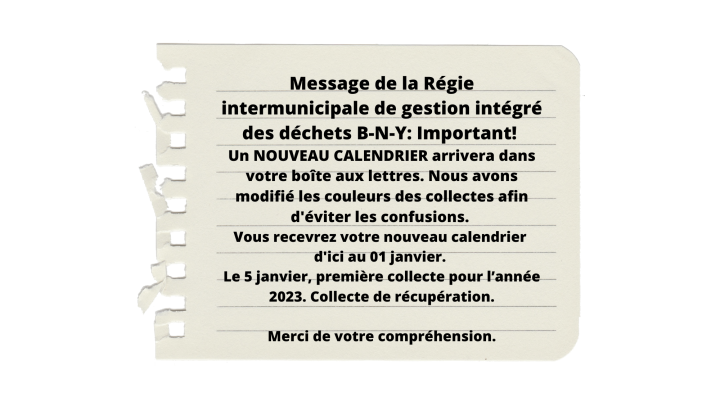 Message de la Régie des Déchets