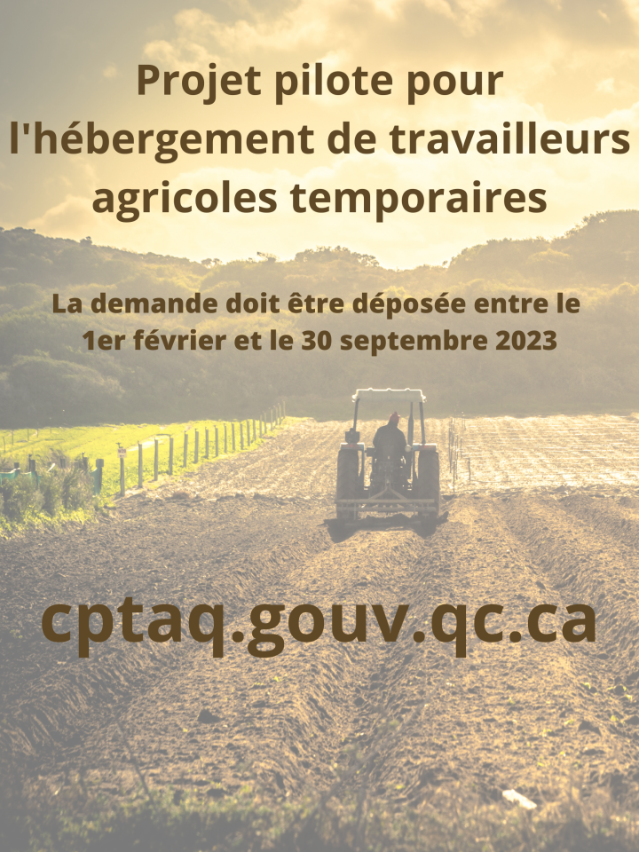 Projet pilote pour l'hébergement de travailleurs agricoles temporaires
