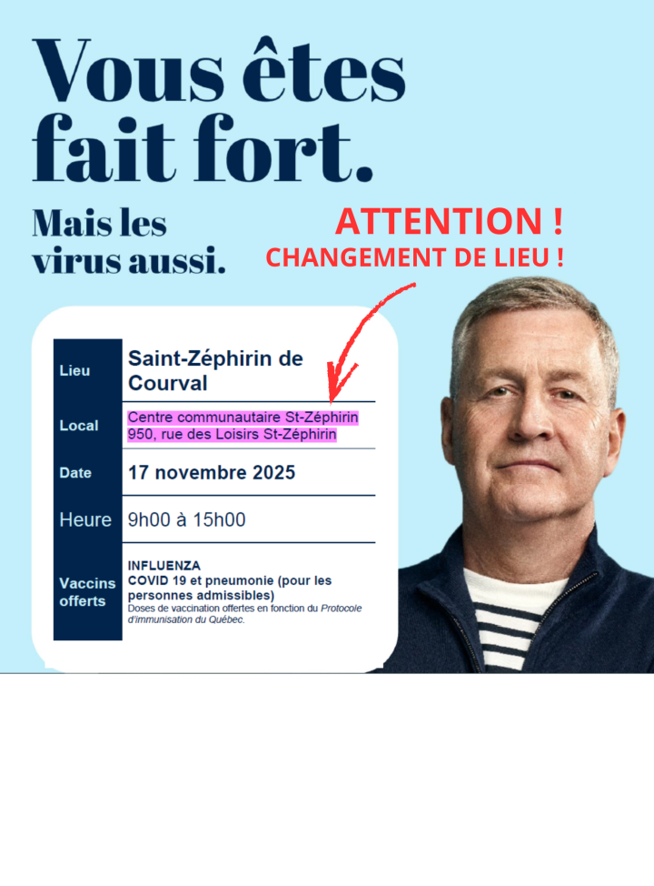 Vaccination le 17 novembre à Saint-Zéphirin !