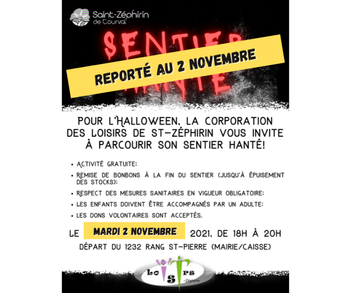 Activité d'Halloween organisée par la Corporation des Loisirs de St-Zéphirin